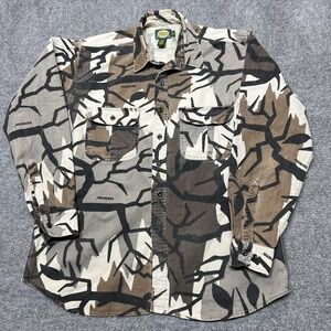 Cabelas Shirt Mens XLT Brown Predator Trebark Camo Hunting Outdoor Workwear